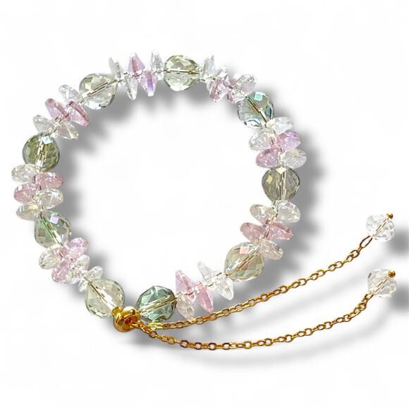 Swarovski Beaded Bracelet Green & Pink - Picture 4 of 8